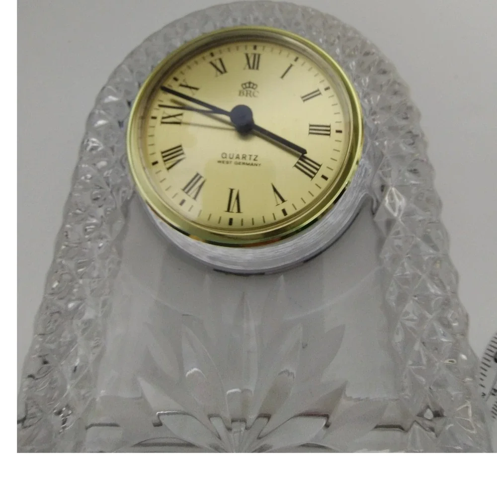BRC Crystal Table Clock Quartz West‎ Germany Gold Accent Home Decor Not Tested
